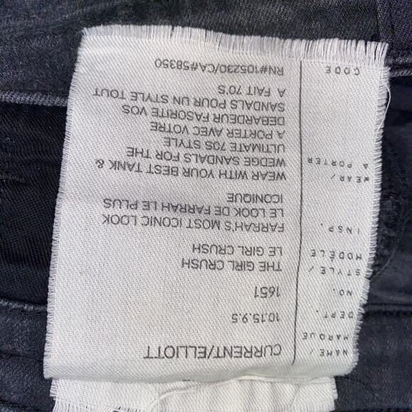 Current/Elliott Black Wash Denim Cut-Off Distressed Jean Shorts Women's Size 28 - Picture 6 of 7